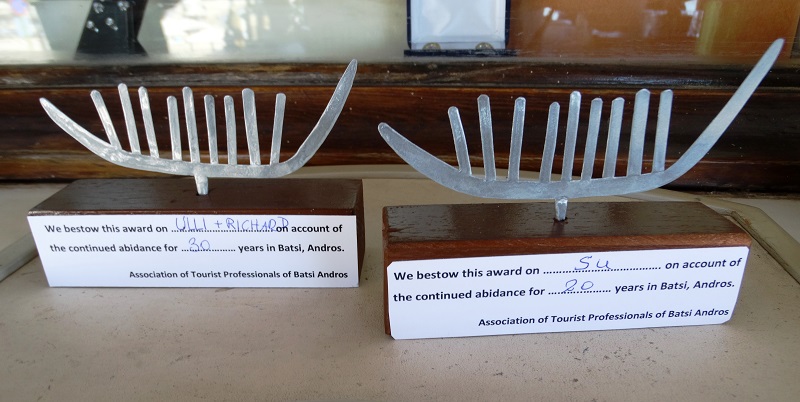 ΜΠΑΤΣΙ: Βραβεύσεις σε τουρίστες που έρχονται συνεχώς επί 20 χρόνια στην Άνδρο!..